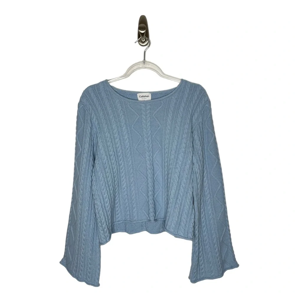 Callahan | Cassidy Cable Knit Sweater in Sky Blue Small